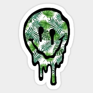 Palm Tree Drippy Smiley Face Sticker